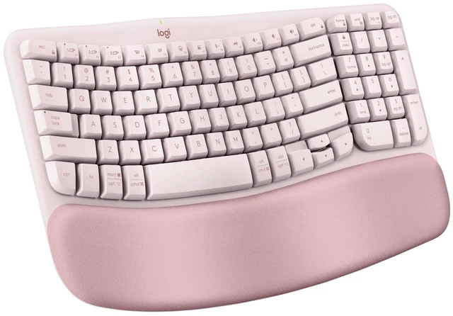Main image of Logitech Wave Keys Ergonomic Wireless Keyboard with Palm Rest - Rose