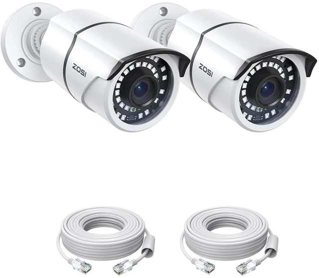 Main image of ZOSI 2-Pack 5MP Add-on PoE Security Camera with Ethernet Cables, 120ft Night Vision, IP66 Weatherproof, Outdoor Indoor Home Bullet Camera Only Compatible Same Brand 5MP 4K PoE NVR Systems
