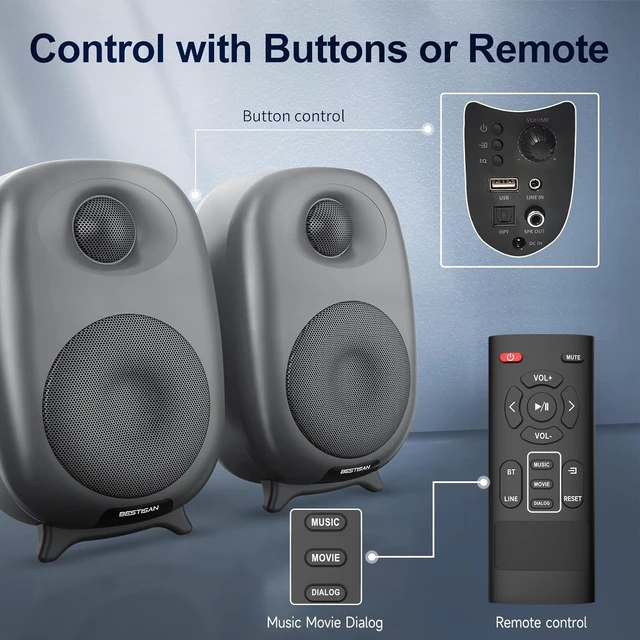Alt view image 5 of 5 - BESTISAN 60 Watt Powered Computer Speaker for Desktop PC