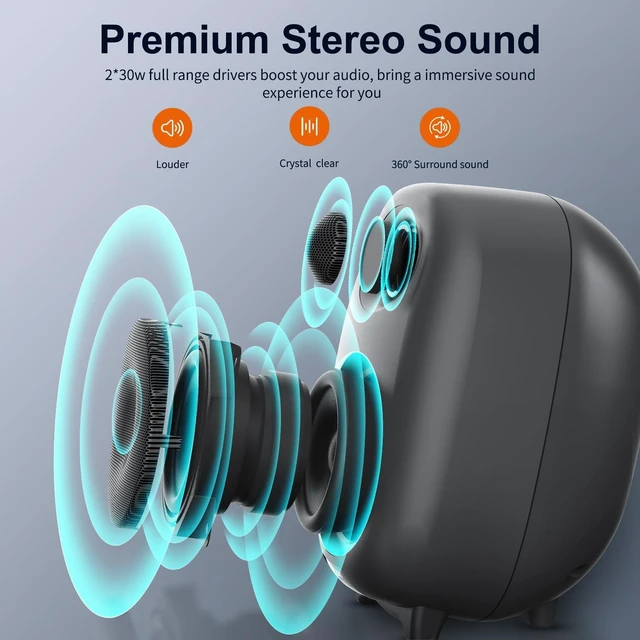 Alt view image 2 of 5 - BESTISAN 60 Watt Powered Computer Speaker for Desktop PC