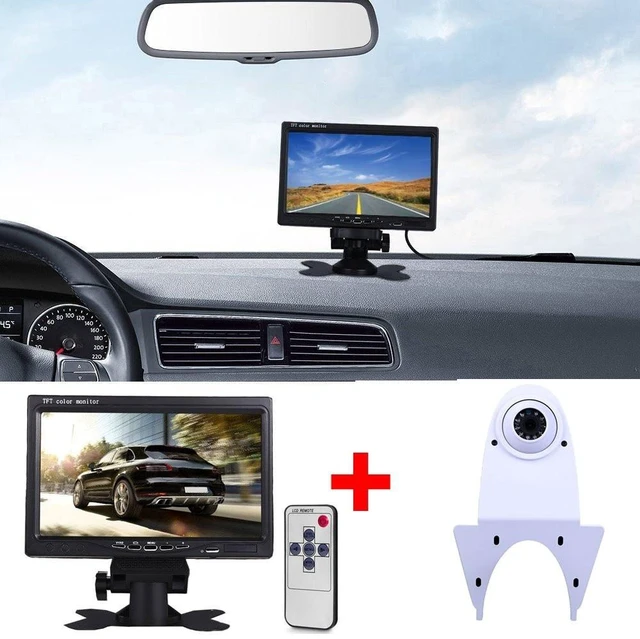 Main image of Universal Camera Car Top Mount Rear View Reverse Parking Camera,Replacement for Citroen Berlingo Jumper Jumpy Nemo Dacia Dokker Van Nissan Navara HD All RV Models (White Camera with 7 inch Monitor)