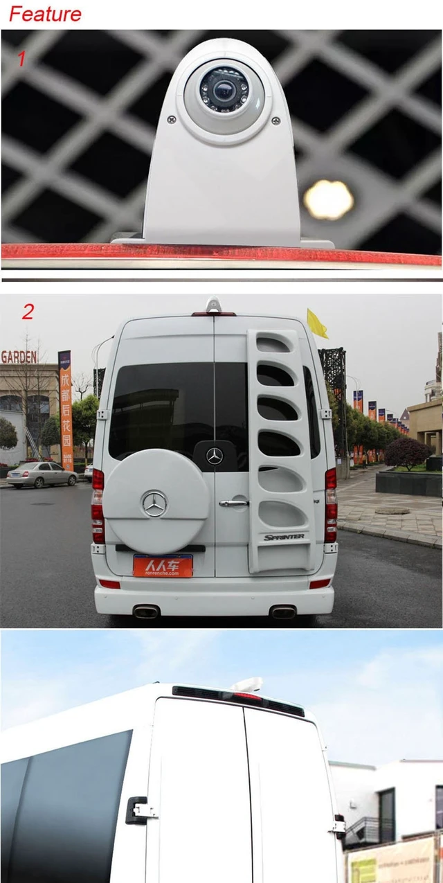 Alt view image 5 of 5 - Universal Camera Car Top Mount Rear View Reverse Parking Camera,Replacement for Citroen Berlingo Jumper Jumpy Nemo Dacia Dokker Van Nissan Navara HD All RV Models (White Camera with 7 inch Monitor)