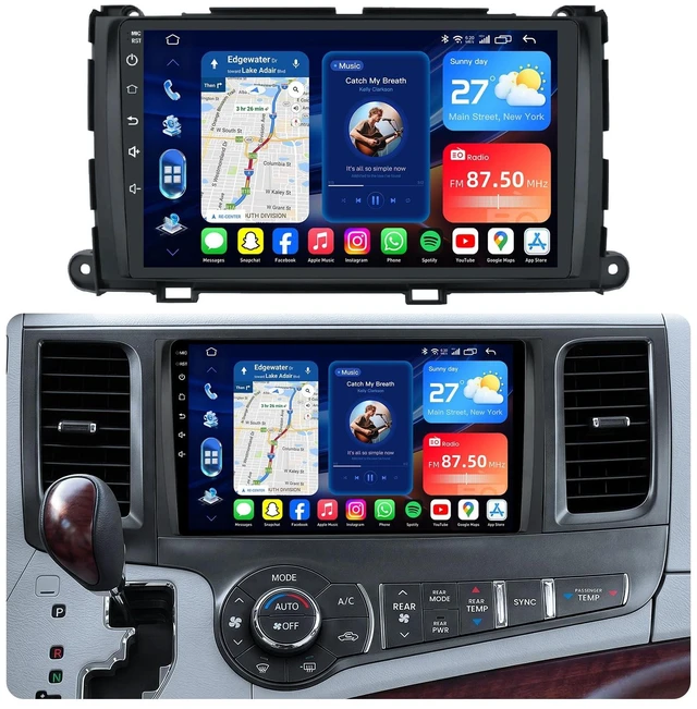 Main image of Upgrade Car Radio for Toyota Sienna 2011-2014: 1280 * 800 HD Touchscreen Stereo Wireless Carplay & Android Auto DSP GPS Navigation 5G WiFi Backup Camera Bluetooth FM
