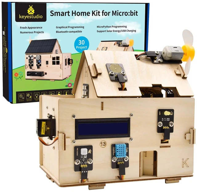Main image of KEYESTUDIO Microbit Smart Home Starter Kit, STEM Coding Project Kit 15+