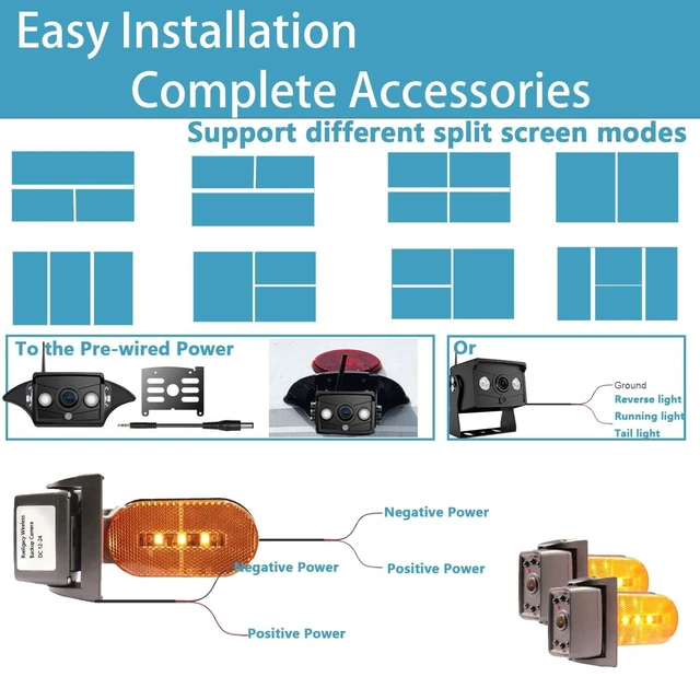 Alt view image 2 of 5 - Compatible with Pre-Wired Furrion System Wireless 10-Inch 4 Split 128GB Large Audio Screen 1080P Backup Camera Monitor & Built-in DVR Video RV Truck Trailer Class A B C Motorhome Camper Vision