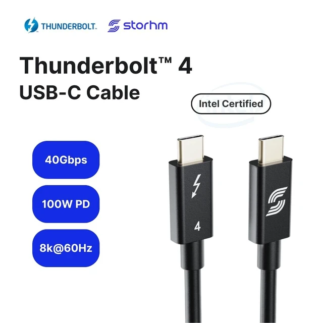 Alt view image 4 of 5 - STORHM Thunderbolt 4 Cable Intel Certified, Ultra-Fast 40Gbps Data Transfer, 8K Video, 100W Charging Unparalleled Performance and Compatibility (3FT)
