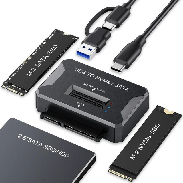 Main image of M.2 NVMe SATA SSD Enclosure Hard Drive Reader,10Gbps USB 3.2 Gen 2 USB to NVMe SATA Adapter SSD Reader For M.2 NVMe SATA M-Key B&M-Key and 2.5" SATA HDD/SSD, Support M.2 Size 2230 2242 2260 2280 22110