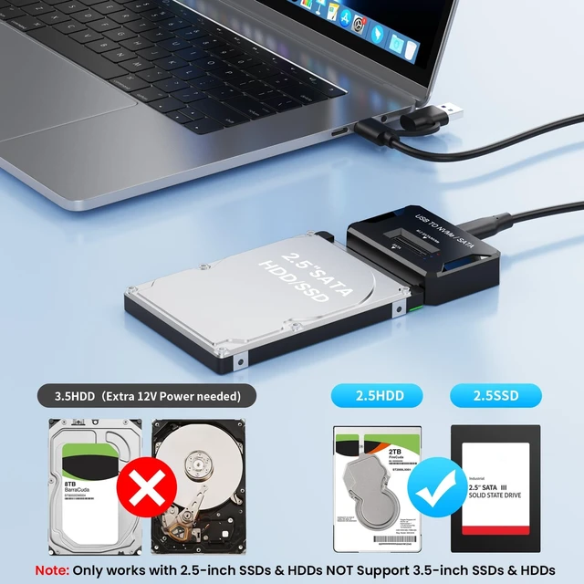 Alt view image 3 of 5 - M.2 NVMe SATA SSD Enclosure Hard Drive Reader,10Gbps USB 3.2 Gen 2 USB to NVMe SATA Adapter SSD Reader For M.2 NVMe SATA M-Key B&M-Key and 2.5" SATA HDD/SSD, Support M.2 Size 2230 2242 2260 2280 22110