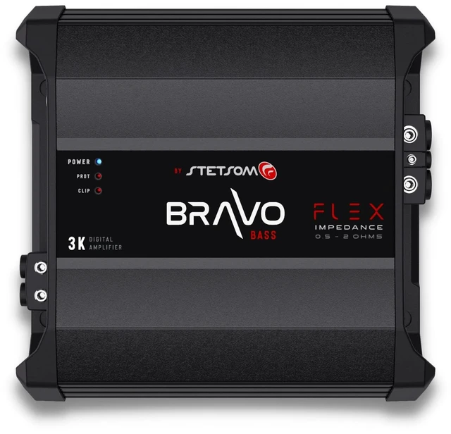 Main image of Stetsom Bravo BASS Flex 3K Mono - Class D Car Audio Amplifier, Monoblock, 3000W RMS at Variable Impedance 0.5, 1, 2 Ohms, 3000x1, Smart Subwoofers Amp