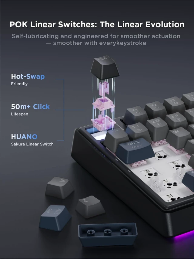 Alt view image 2 of 5 - wegear 75% Compact Mechanical Keyboard with Knob for PC/Mac/Laptop-Black