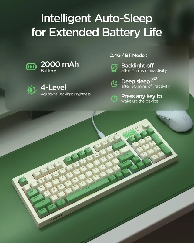Alt view image 5 of 5 - wegear Pastel Wireless Keyboard, Computer Gaming Keyboard -Green