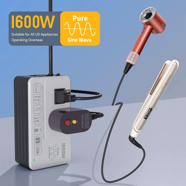 Alt view image 3 of 5 - 1600W 220V to 110V Converter Power Any U.S. Appliance in 220-250V Countries