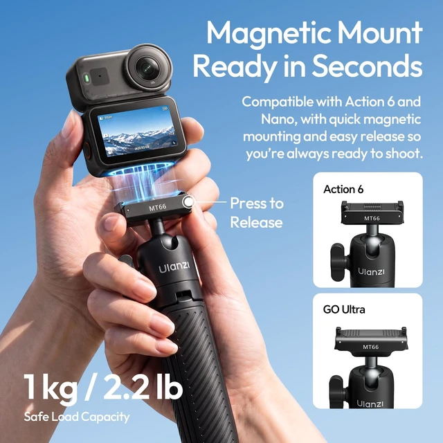 Alt view image 4 of 5 - ULANZI MT66 3-in-1 Quick Release Magnetic Tripod for Insta360 GO Ultra