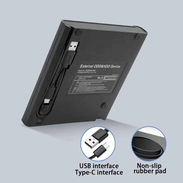 Alt view image 4 of 5 - ETFJZZ External CD DVD Drive USB 3.0 Type-C CD Burner CD/DVD +/-RW Optical Drive, Slim Portable DVD Player Reader Writer Recorder for Desktop PC Windows 11/10/8/7 MacBook Mac Linux Mac OS