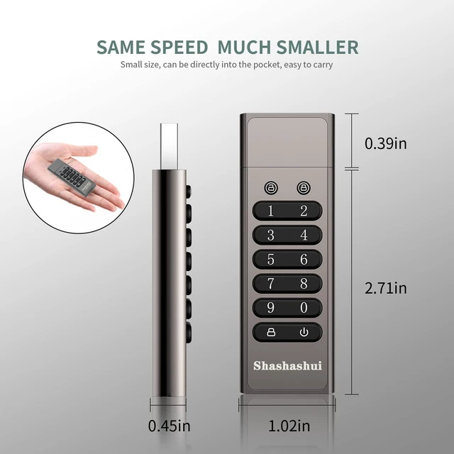 Alt view image 5 of 5 - sasashui Secure Encrypted 64gb USB 3.0 Flash Drive - 256-bit Hardware Encryption, Password Protected, Compatible with MAC/Windows/Linux/Embedded Systems (64GB)