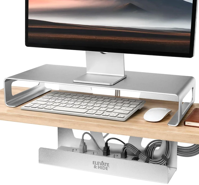 Main image of Computer Monitor Stand Riser for Desk, Premium Aluminum Laptop Riser