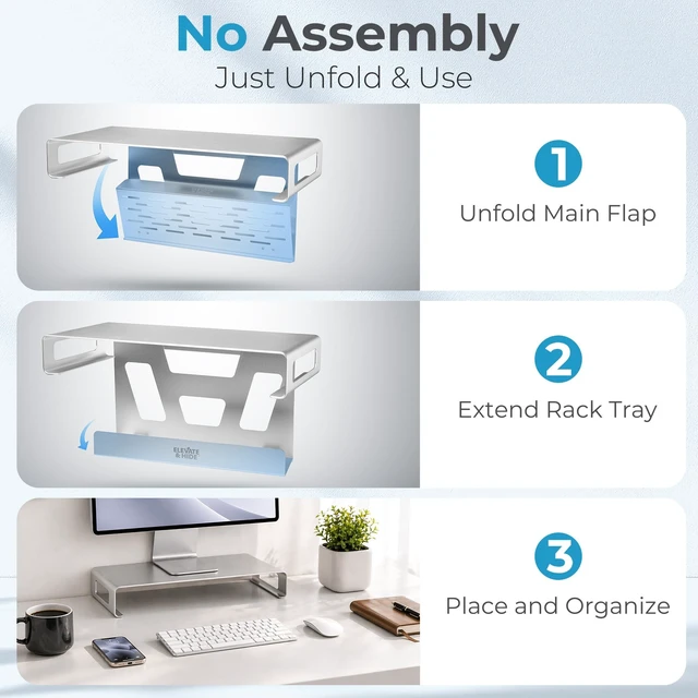 Alt view image 2 of 5 - Computer Monitor Stand Riser for Desk, Premium Aluminum Laptop Riser