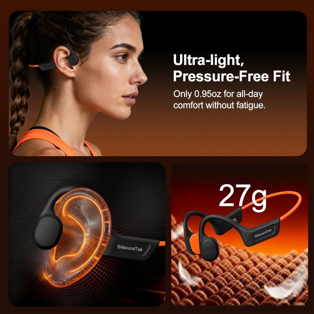 Alt view image 5 of 5 - Bone Conduction Headphones,IPX7 Waterproof Bluetooth Bone Headphones