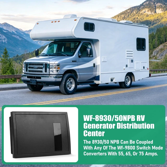 Alt view image 5 of 5 - WF-8930 RV Generator and Component30/50 Amp AC RV Power Distribution Center with 15 DC Circuits Black RV Power Center