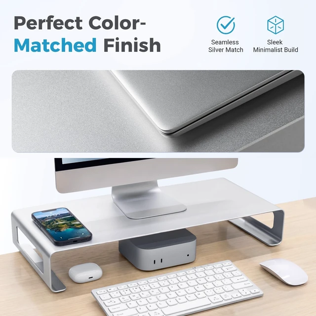 Alt view image 5 of 5 - Computer Monitor Stand Riser for Desk, Premium Aluminum Laptop Riser