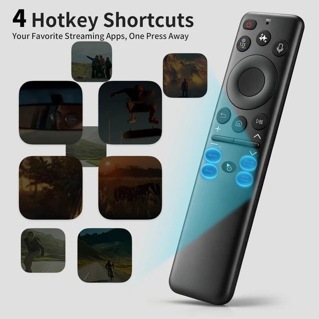 Alt view image 5 of 5 - Solar Remote Replacement for Samsung Smart TV, Voice & AI Smart Control with Pointer Function, 4 Shortcut Buttons, USB-C Rechargeable, Works with Neo QLED, QLED, Frame & Crystal UHD TVs