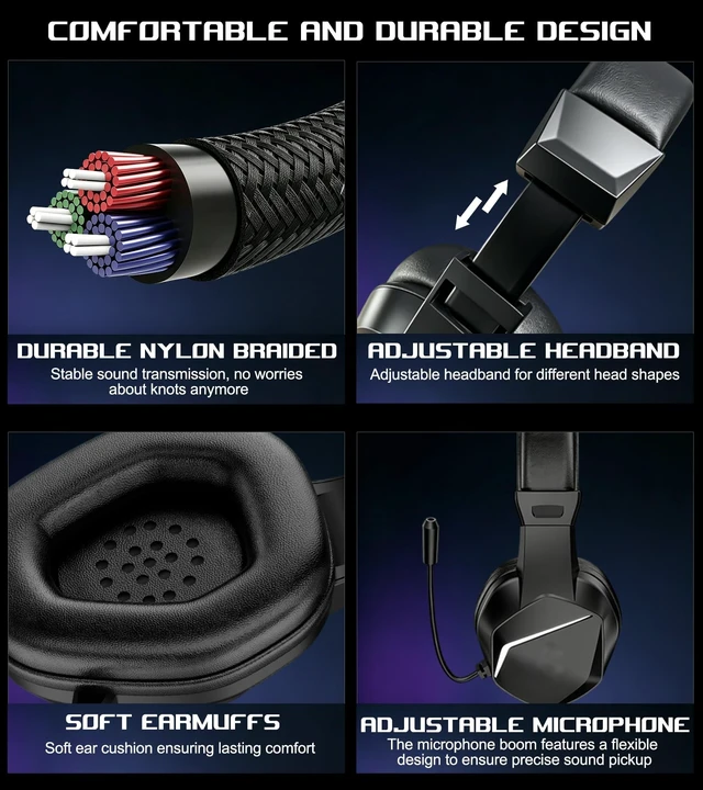 Alt view image 4 of 5 - Wired One Ear Headset with Mic for PS5/PS4/Xbox/Switch/Mac/Laptop/PC, USB+Type-C+3.5mm Jack 3in 1 Single Ear Headphone with Microphone/Volume Control for Gaming Office Business Work Team Meetings Chat
