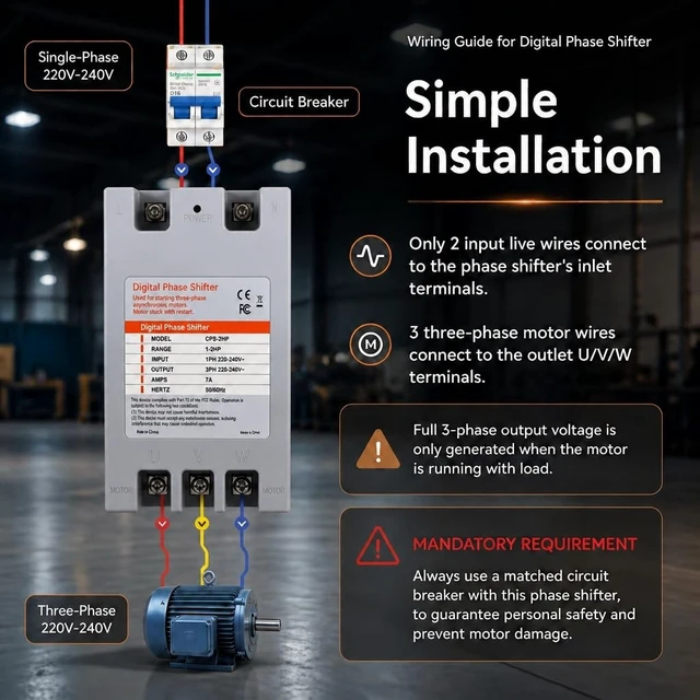 Alt view image 4 of 5 - HoldwellS Digital Phase Converter - 2HP 7A 220V Single to 3 Phase Converter