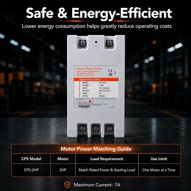 Alt view image 5 of 5 - HoldwellS Digital Phase Converter - 2HP 7A 220V Single to 3 Phase Converter