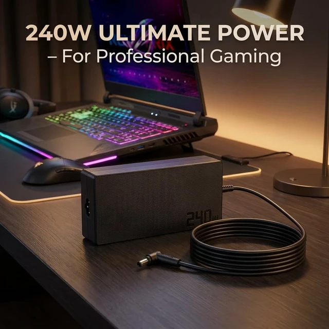 Alt view image 3 of 5 - 240W A20-240P1A ADP-240EB B AC Adapter Power Supply 20V 12A for ASUS ROG Zephyrus Duo 15 GX550LXS, M16 GU603HM, ROG Zephyrus G14 G15 G16 S15 S17 G533 G533QS G733QM GA4A01Q Gaming Laptop Charger