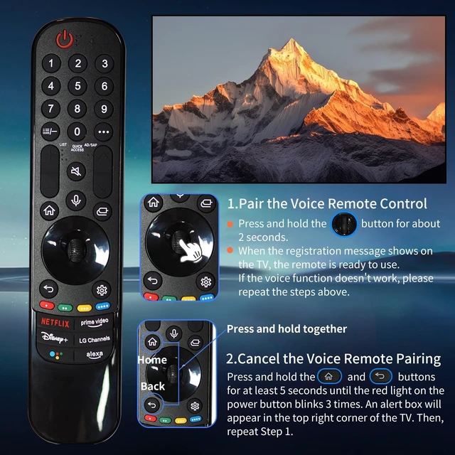 Alt view image 3 of 5 - RIVIERA Magic Remote for LG Smart ThinQ OLED Nanocell WebOS UHD TV with Voice and Pointer Function Compatible with Year 2018-2025 MR22/21/20GA MR18BA MR23/24/25GN