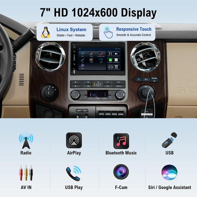 Alt view image 5 of 5 - Replacement Car Radio Stereo for Ford 7'' Linux Head Unit (2004-2014)