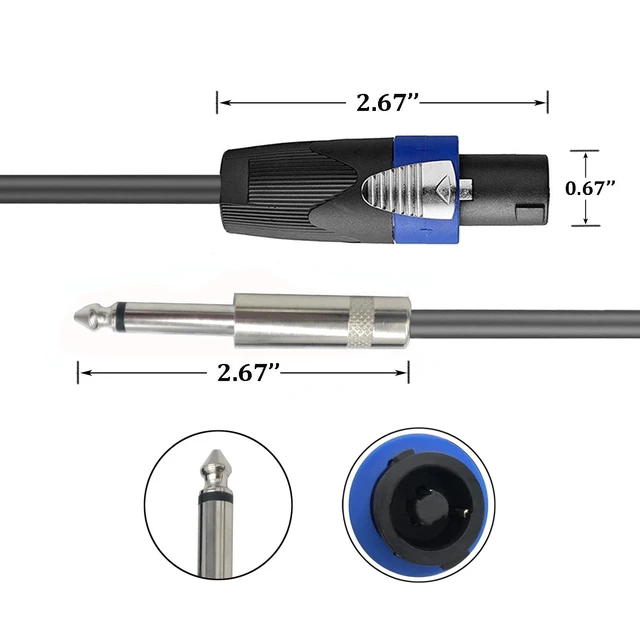 Alt view image 3 of 5 - 2 Pack Pro Speakon to 1/4" TS Speaker Cable 100 Feet 12AWG Heavy Duty