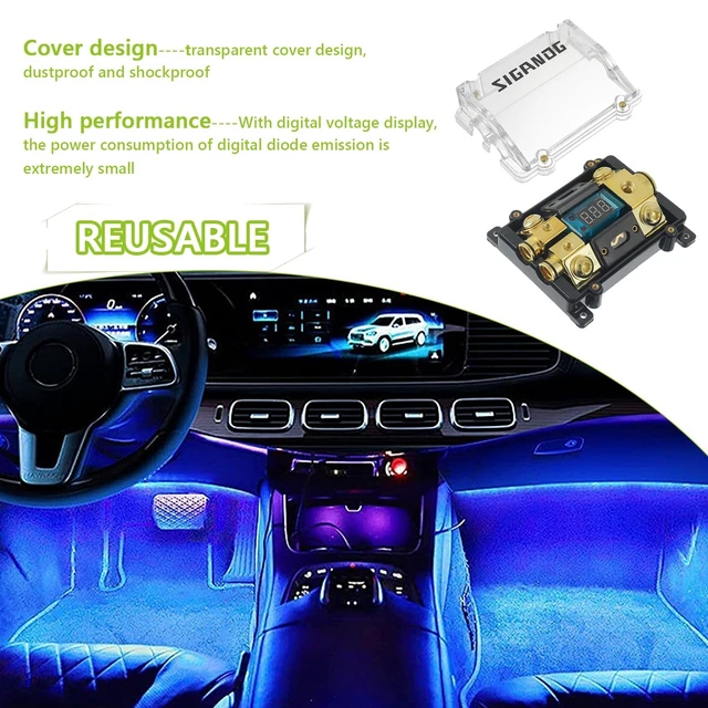Alt view image 4 of 5 - SIGANDG Car Audio Digital LED Voltage Display, ANL Fuse Holder Distribution Block 1 in 2 Out, with 2 Fuses and 2 Hexagon Wrench, Suitable for Car and Yacht Audio