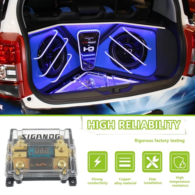 Alt view image 5 of 5 - SIGANDG Car Audio Digital LED Voltage Display, ANL Fuse Holder Distribution Block 1 in 2 Out, with 2 Fuses and 2 Hexagon Wrench, Suitable for Car and Yacht Audio
