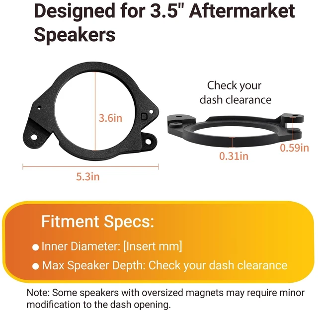 Alt view image 3 of 5 - 3.5" Dash Speaker Adapter Mount Tweeter Upgrade Kit for Toyota 4Runner 5th Gen (20102024), Reinforced ABS Plastic, Direct Fit Installation
