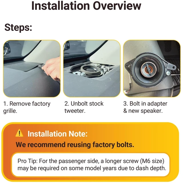 Alt view image 5 of 5 - 3.5" Dash Speaker Adapter Mount Tweeter Upgrade Kit for Toyota 4Runner 5th Gen (20102024), Reinforced ABS Plastic, Direct Fit Installation
