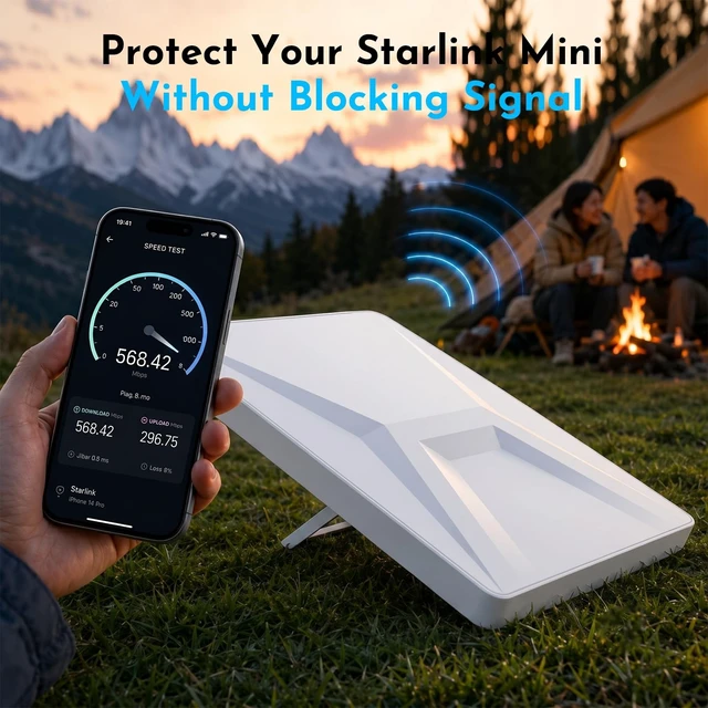 Alt view image 2 of 5 - Starlink Mini Protective Cover Case, Silicone Case Ventilated Honeycomb