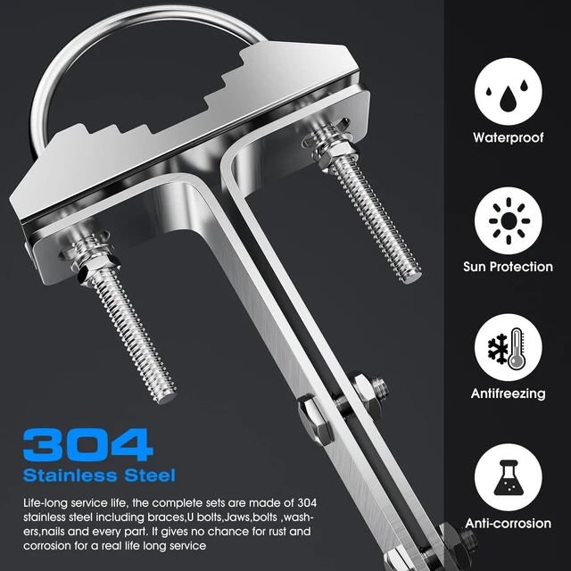 Alt view image 2 of 5 - SS304 Antenna Wall Mount 9 Inch Tall Heavy-Duty Stand Off Wall Mast Mount Windproof Antenna Mounting Bracket