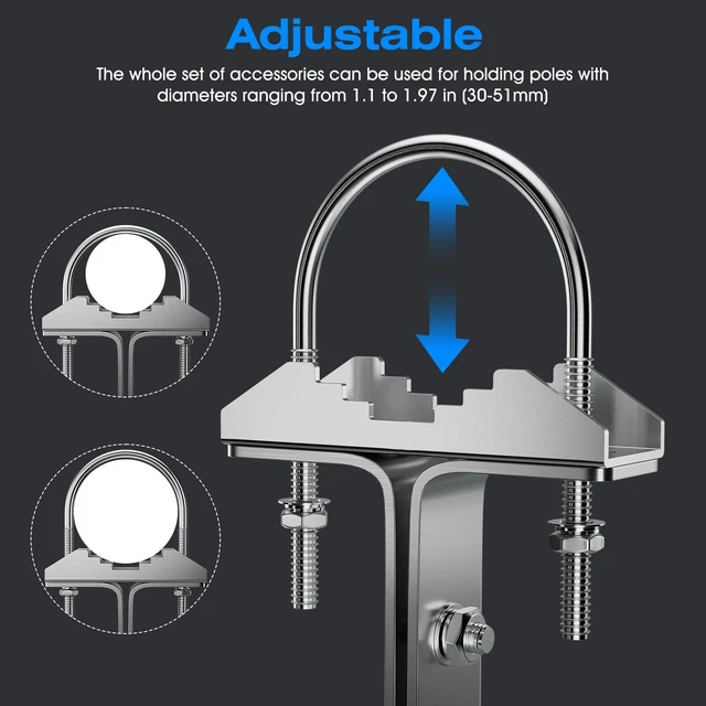 Alt view image 5 of 5 - SS304 Antenna Wall Mount 9 Inch Tall Heavy-Duty Stand Off Wall Mast Mount Windproof Antenna Mounting Bracket
