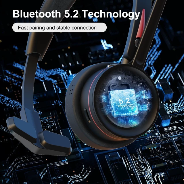 Alt view image 3 of 5 - Beebang Bluetooth Headset with Microphone Noise Cacenling, Mono Wireless Headset with Mic & Mute Button, 40 Hrs Working Time, Bluetooth Office PC Headset for Call Center Work Laptop Teams Meeti