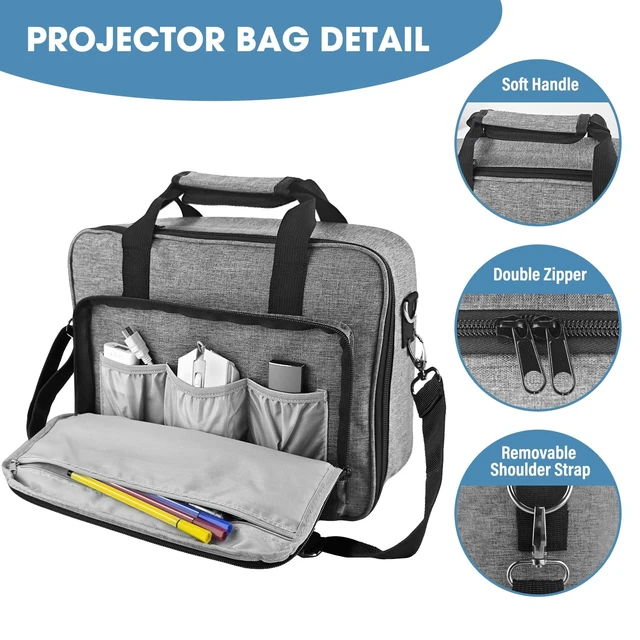 Alt view image 5 of 5 - ZKOO Projector Carrying Case, Projector Bag Compatible with Most Projectors, Includes Storage Pockets & Adjustable Shoulder Straps, Travel Projector Case, 14" x 11" x 4" (Gray)