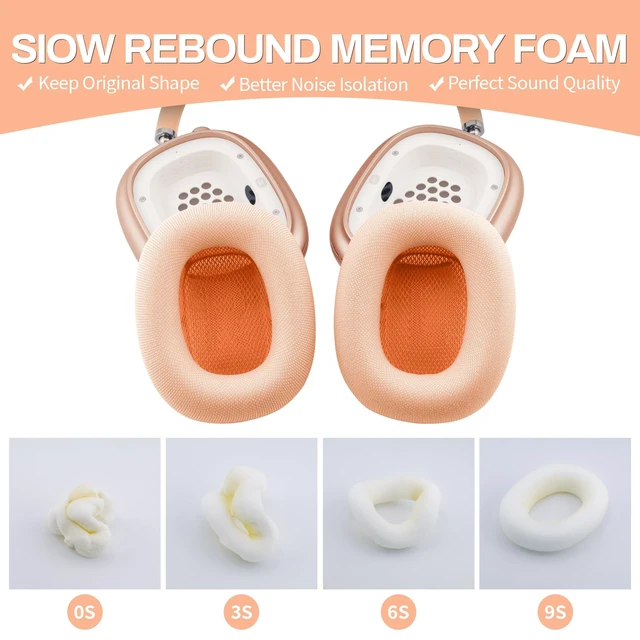 Alt view image 4 of 5 - Ear Cushions for AirPods Max, Original Silicone Noise Reduction (Orange)