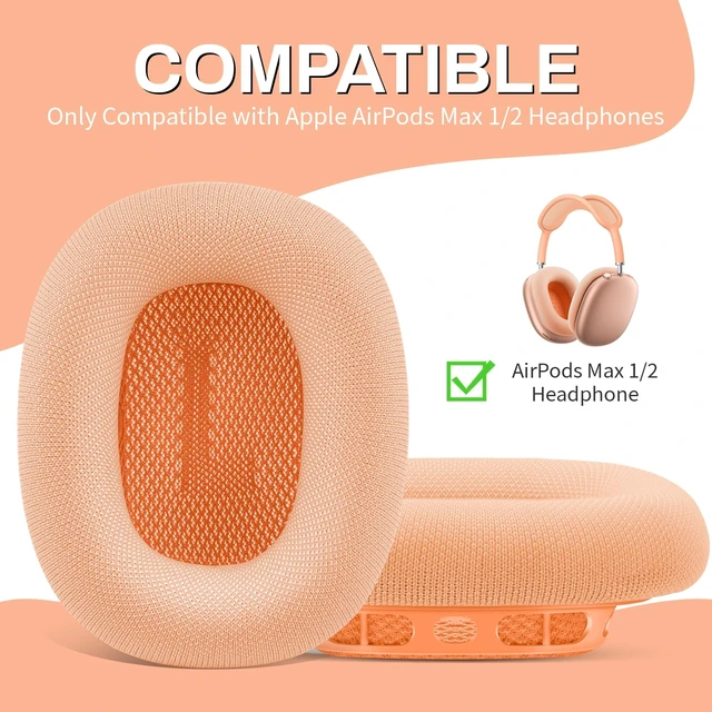 Alt view image 5 of 5 - Ear Cushions for AirPods Max, Original Silicone Noise Reduction (Orange)