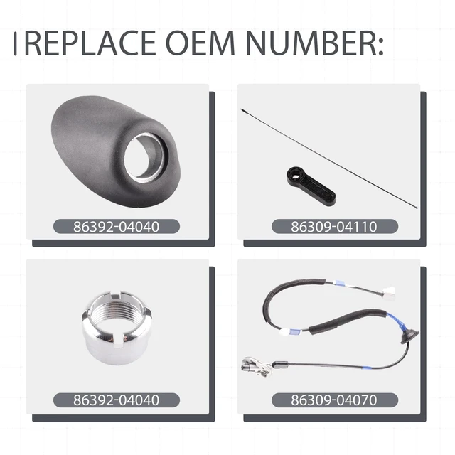 Alt view image 3 of 5 - GrteRokky Antenna Kit Assembly Manual Type with Antenna, Ornament, Nut & Base Compatible with 2005-2015 Toyota Tacoma, Replaces OEM #86300-04070, 86309-04110, 86396-04040