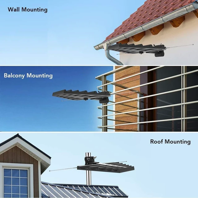Alt view image 3 of 5 - ANTAN Outdoor Antenna with Mounting Base For Attic or Roof & 33FT RG6 Coax Cable- 65-75 Miles Range -Support 8K 4K 1080P UHF VHF Freeview HDTV Channels