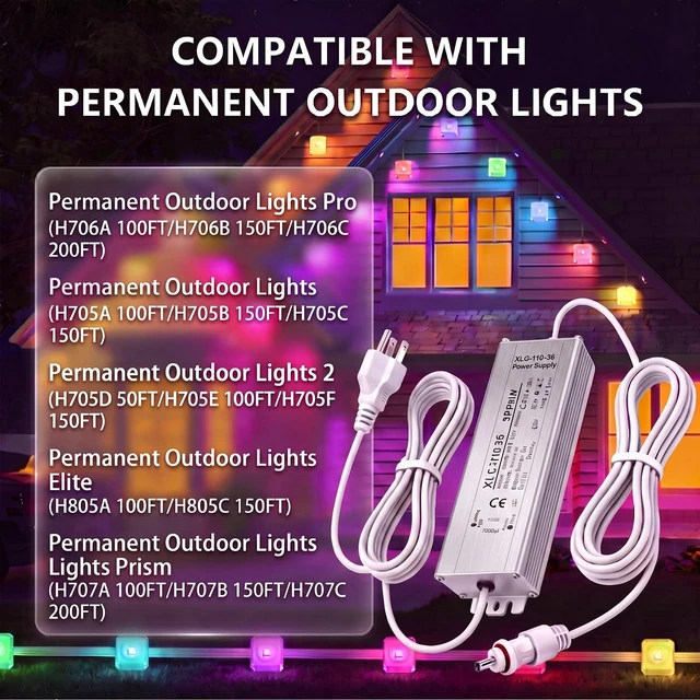 Alt view image 2 of 5 - 36V 3A Power Adapter Charge for Govee Permanent Outdoor Lights 2/Pro/Elite
