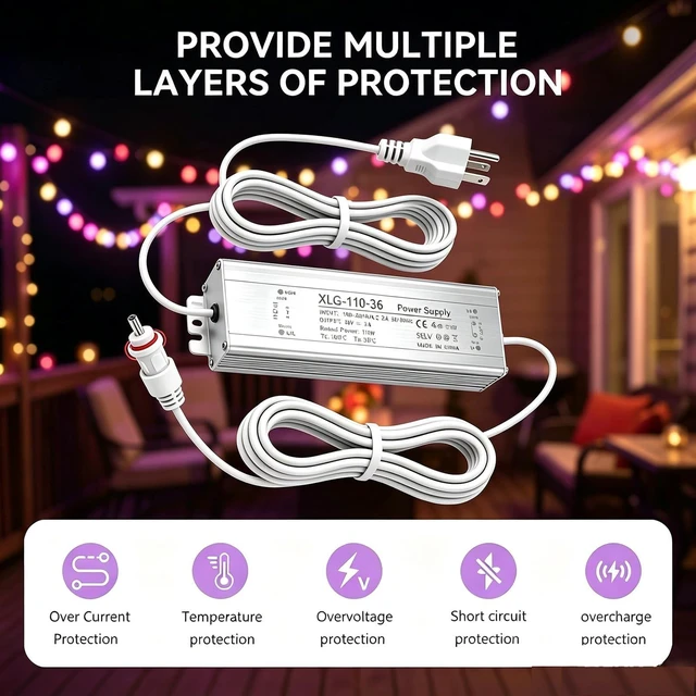 Alt view image 3 of 5 - 36V 3A Power Adapter Charge for Govee Permanent Outdoor Lights 2/Pro/Elite