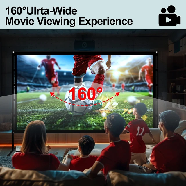 Alt view image 5 of 5 - 120 Inch 16:9 Projector Screen,Portable 4K HD Anti-Crease Projection Screen with Stand, Indoor Outdoor Movie Screen for Home Theater Backyard Camping Travel