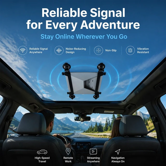 Alt view image 2 of 5 - QUASCO Starlink Mini Suction Cup Mount, ABS Satellite Mounting Kit with 4 Corner Protectors for Car Sunroof Window, Flexible Dual-Use Roof Bracket for RV Truck Boat