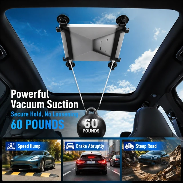 Alt view image 3 of 5 - QUASCO Starlink Mini Suction Cup Mount, ABS Satellite Mounting Kit with 4 Corner Protectors for Car Sunroof Window, Flexible Dual-Use Roof Bracket for RV Truck Boat